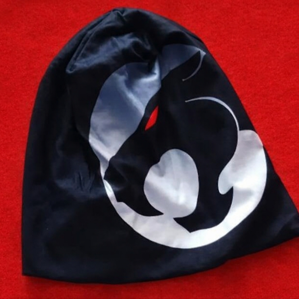 Black Beanie with Silver and Red Logo